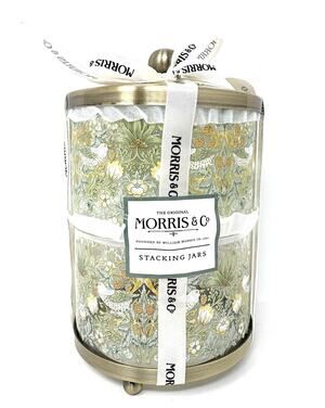 William Morris & Co Stacking Jars Strawberry Thief Glass Bathroom Vanity Accesry